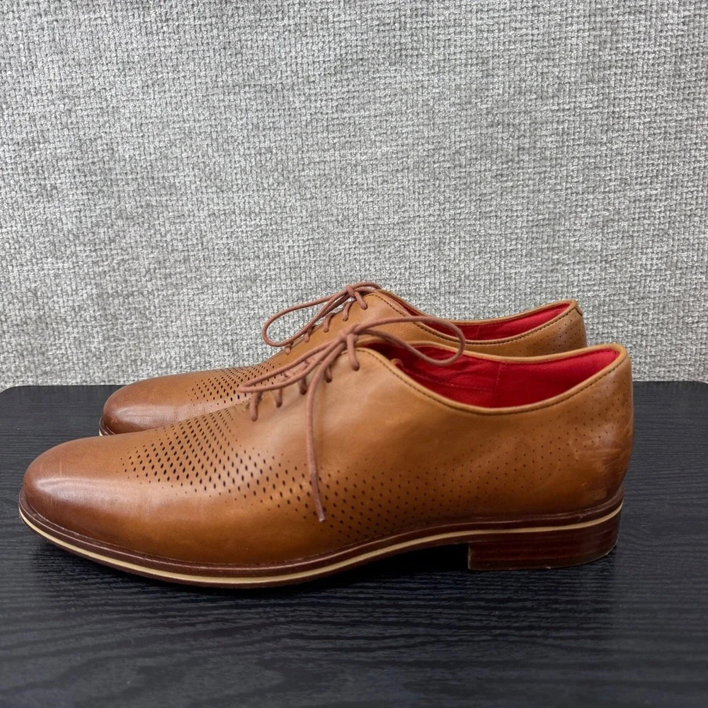 Cole Haan Men's 10.5 Tan Washington Grand Laser Wingtip Oxfords